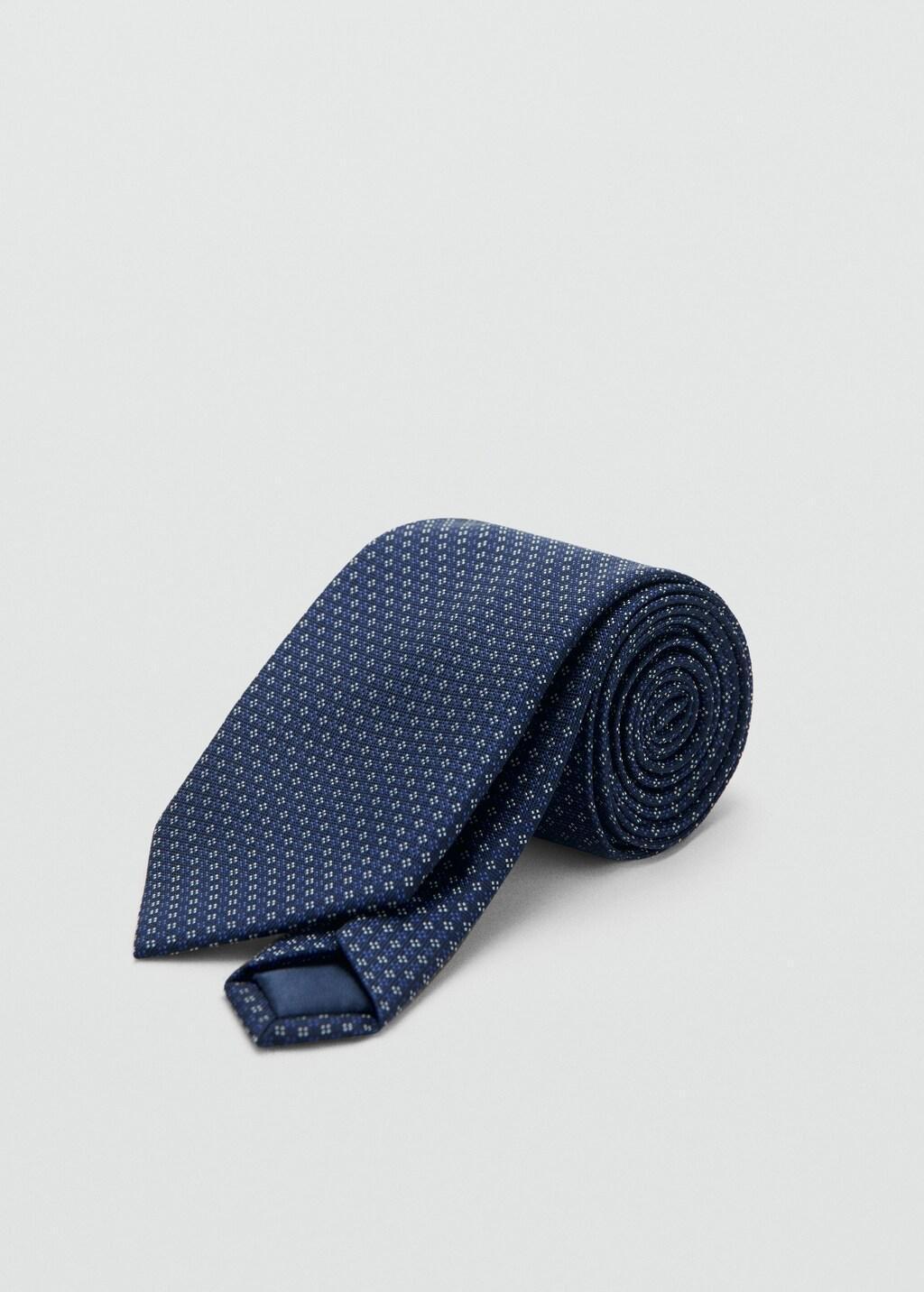 Navy Printed Tie, Kids Boys, Navy, large image number 0