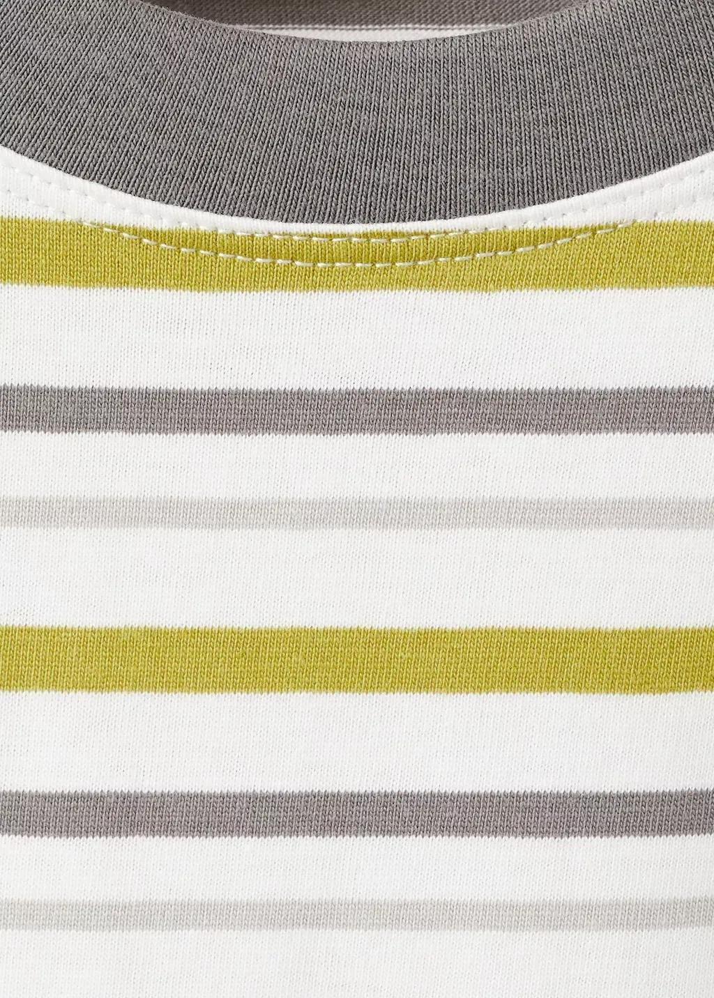Yellow Striped Contrast T-Shirt, Kids Boy, Bright Yellow, large image number 0