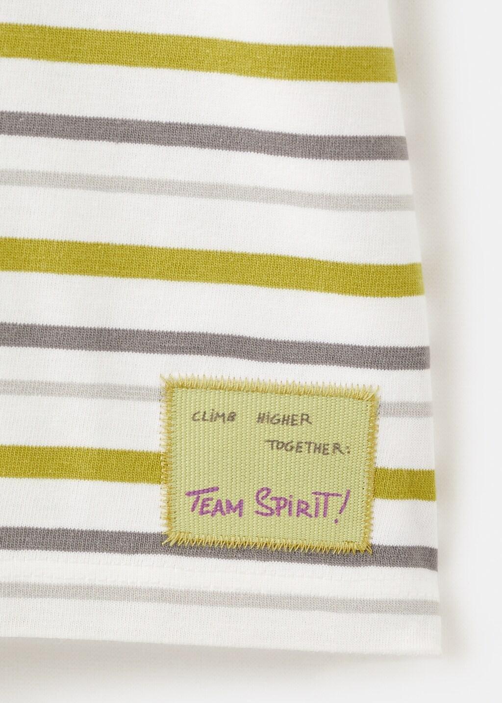 Yellow Striped Contrast T-Shirt, Kids Boy, Bright Yellow, large image number 2
