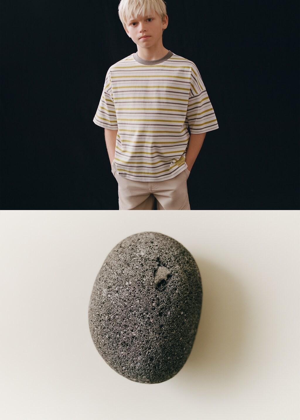 Yellow Striped Contrast T-Shirt, Kids Boy, Bright Yellow, large image number 3