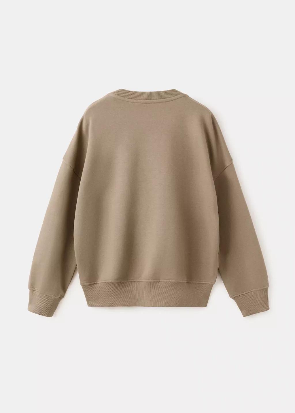 Brown Embroidered Detail Cotton Sweatshirt, Kids Girl, Brown, medium