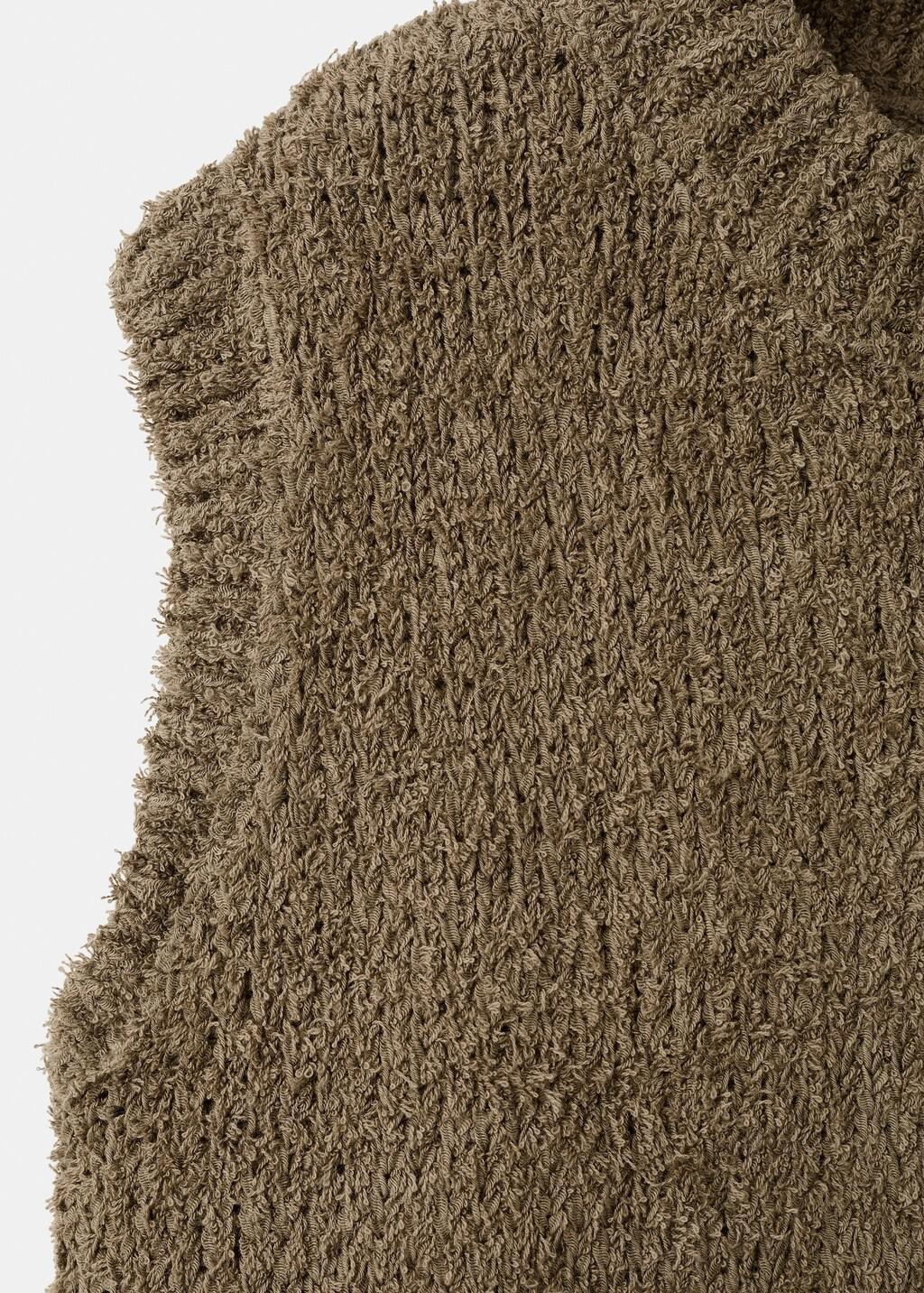 Brown Knitted Gilet, Kids Girls, Dark Brown, medium