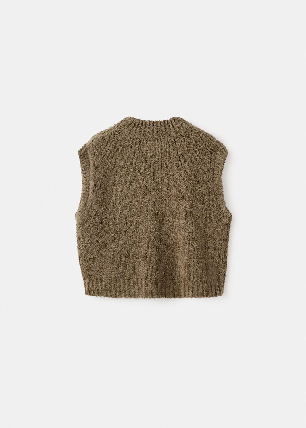 Brown Knitted Gilet, Kids Girls, Dark Brown, medium