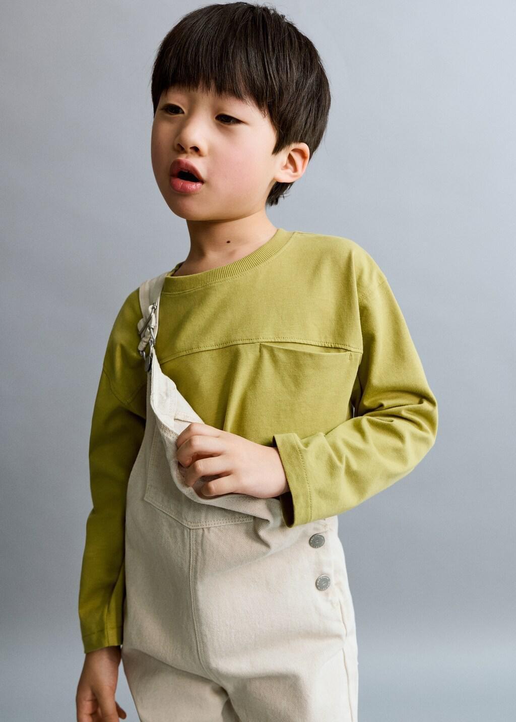 Yellow Cotton T-Shirt With Pocket Detail, Baby Boy, 0201_14, large image number 0