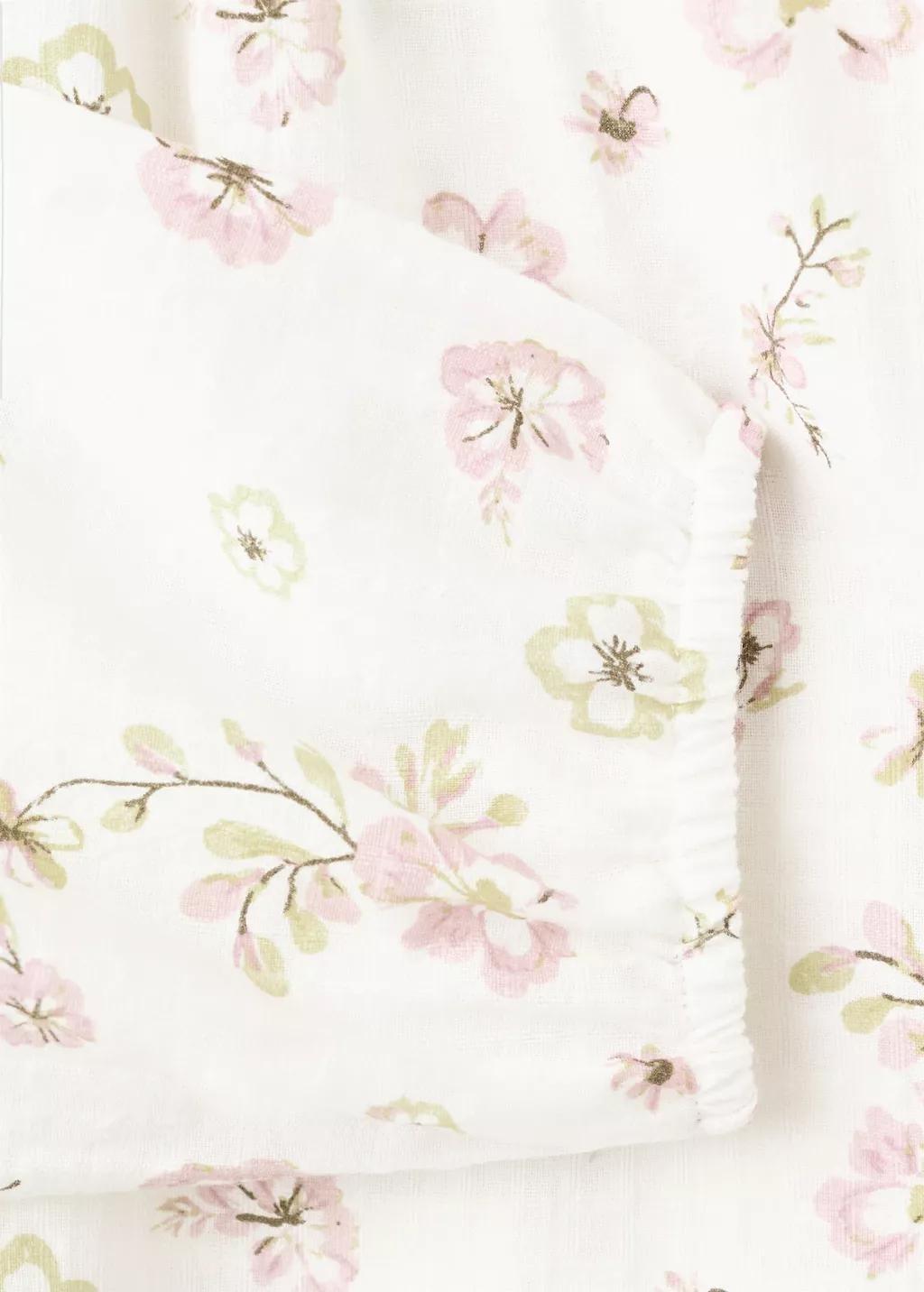 White Cotton Blouse With Floral Pattern, Baby Girls, White, large image number 1