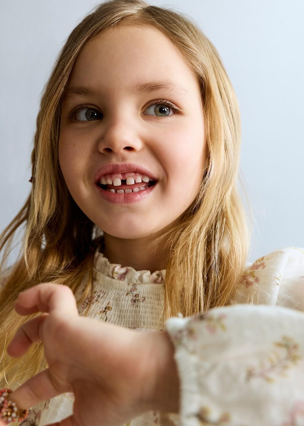 White Cotton Blouse With Floral Pattern, Baby Girls, White, large image number 3