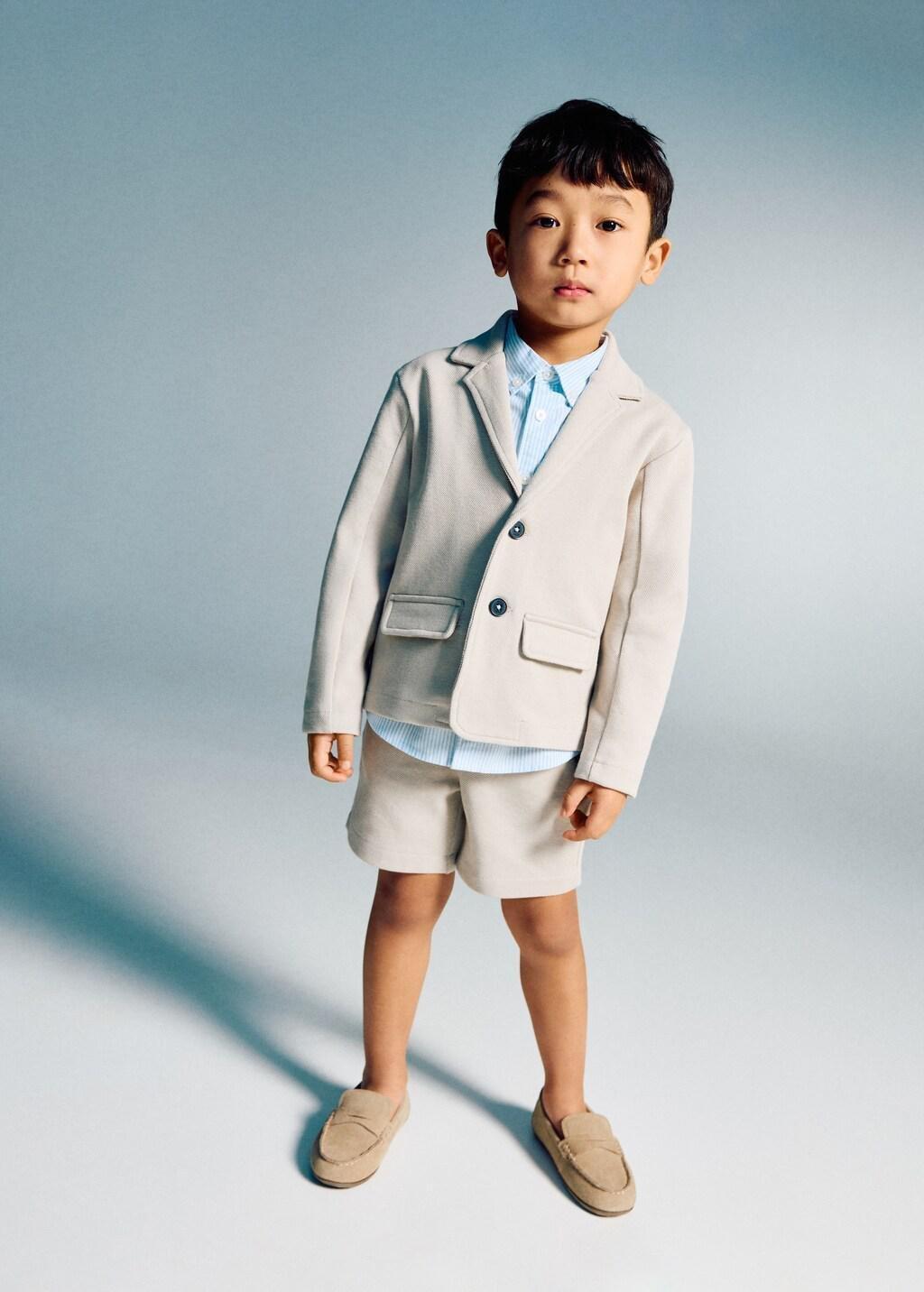 Brown Cotton Bermuda Shorts, Baby Boy, Light Pastel Brown, large image number 0