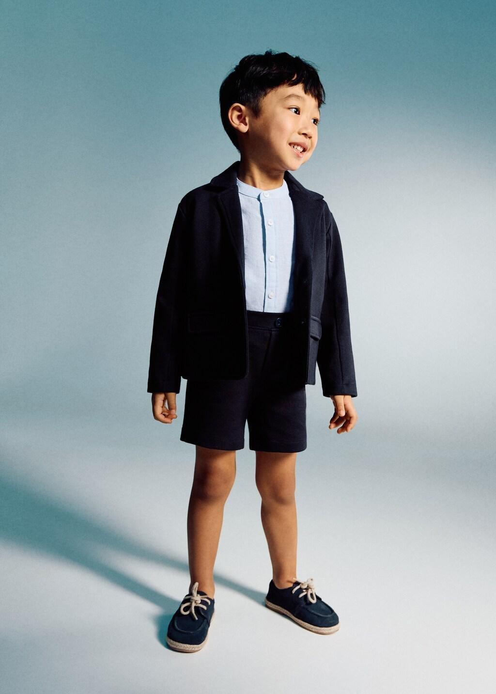 Navy Cotton Bermuda Shorts, Baby Boy, Navy, large image number 0