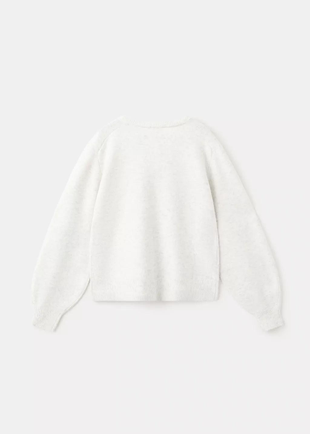 Grey Knit Cardigan, Kids Girls, Light Pastel Grey, large image number 1