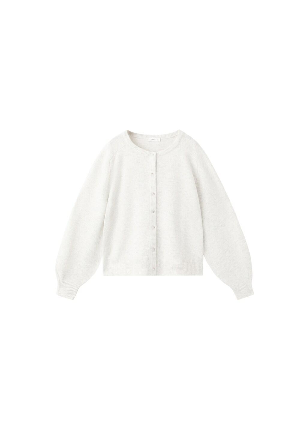 Grey Knit Cardigan, Kids Girls, Light Pastel Grey, large image number 4