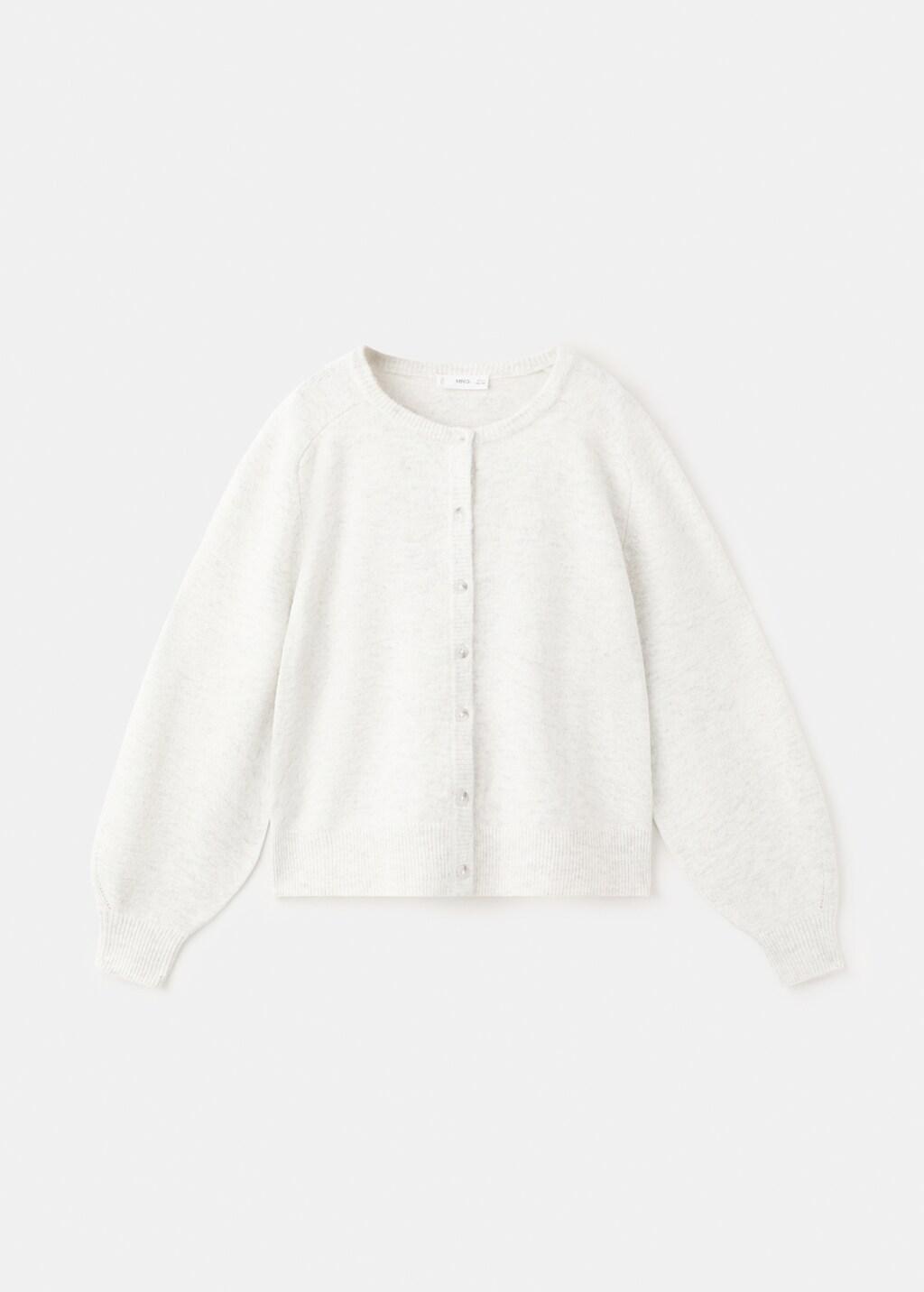 Grey Knit Cardigan, Kids Girls, Light Pastel Grey, large image number 5