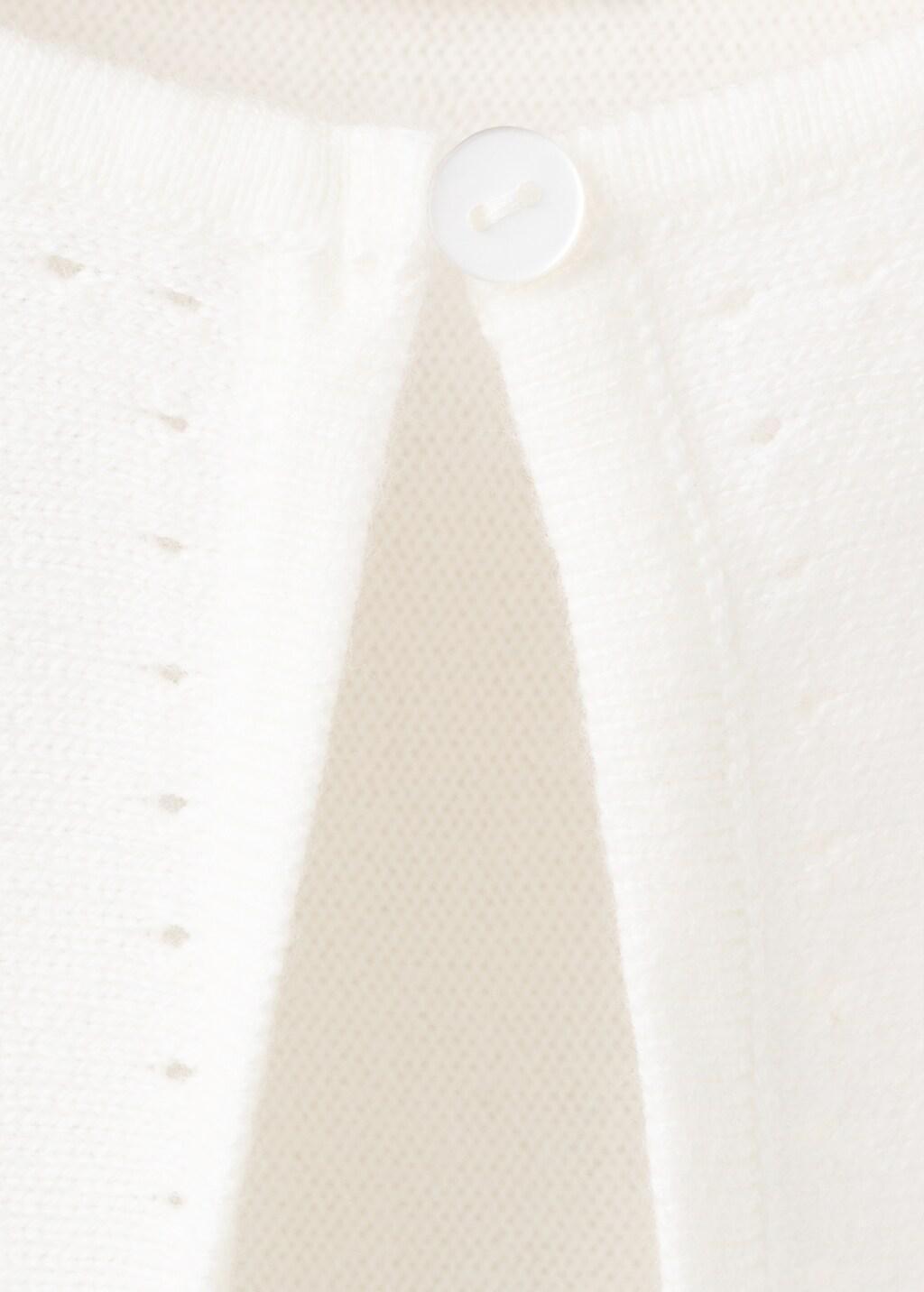 White Knitted Cape With Lace Details, Baby Girl, Natural White, large image number 1