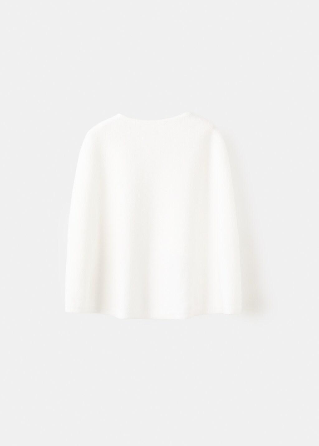 White Knitted Cape With Lace Details, Baby Girl, Natural White, medium