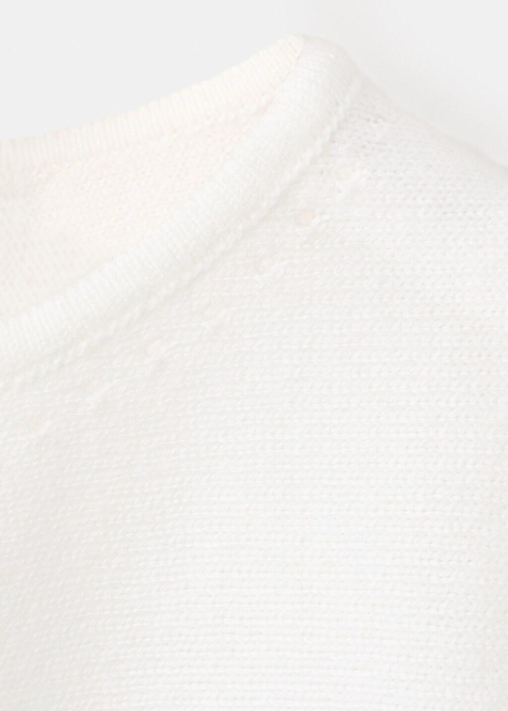 White Knitted Cape With Lace Details, Baby Girl, Natural White, large image number 4