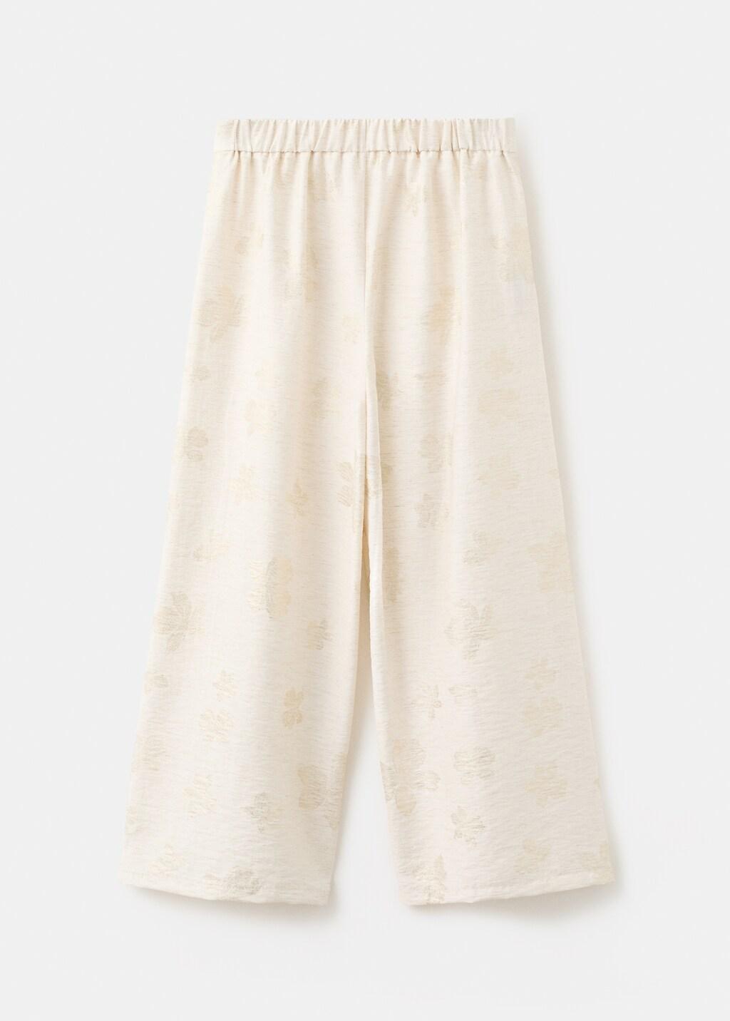Gold Flower Print Trousers, Kids Girl, Gold, medium