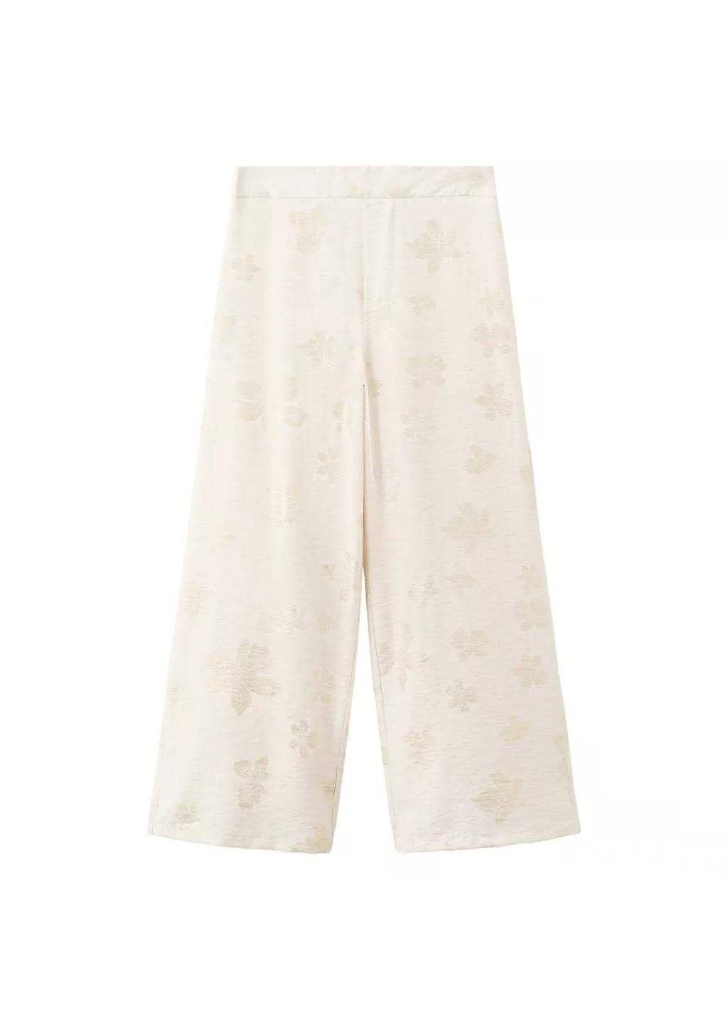 Gold Flower Print Trousers, Kids Girl, Gold, large image number 4