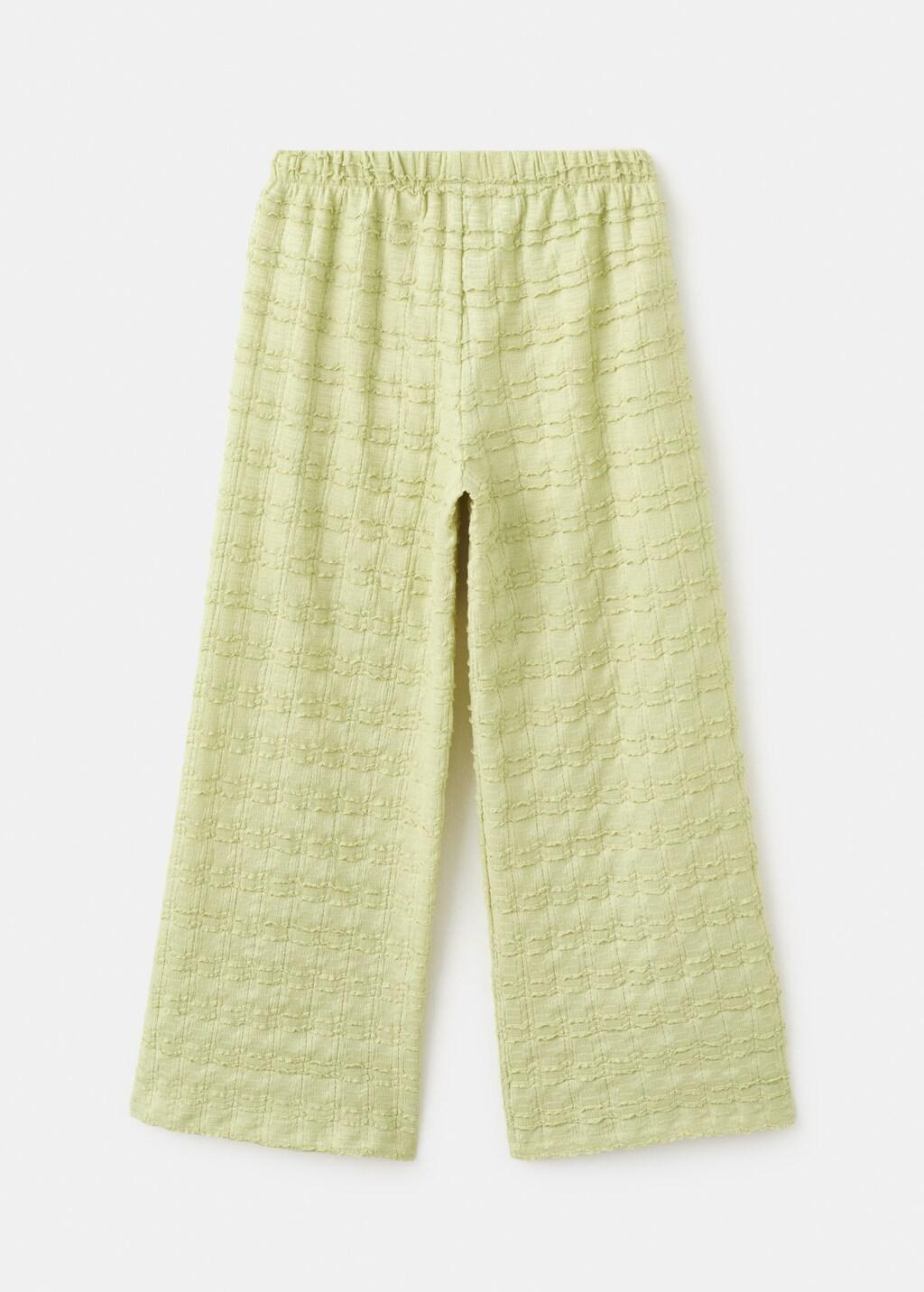 Yellow Textured Flowy Trousers, Kids Girl, Bright Yellow, large image number 1