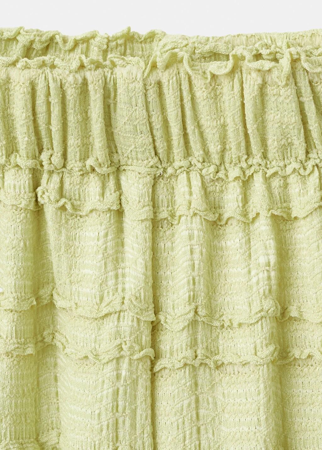 Yellow Textured Flowy Trousers, Kids Girl, Bright Yellow, large image number 2