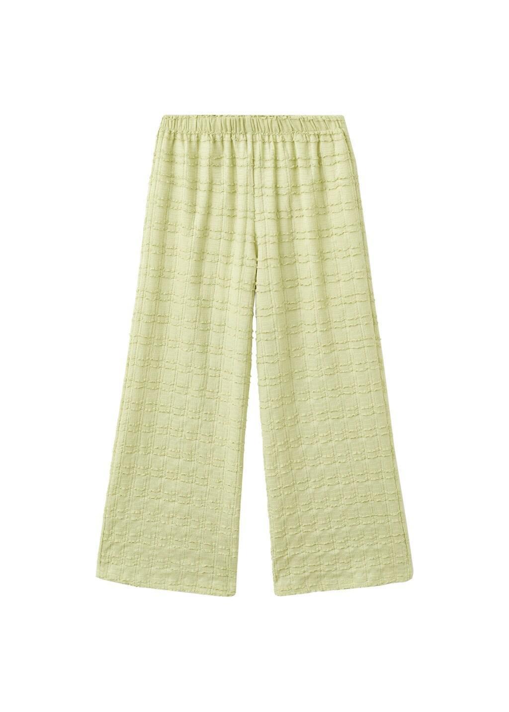 Yellow Textured Flowy Trousers, Kids Girl, Bright Yellow, large image number 5