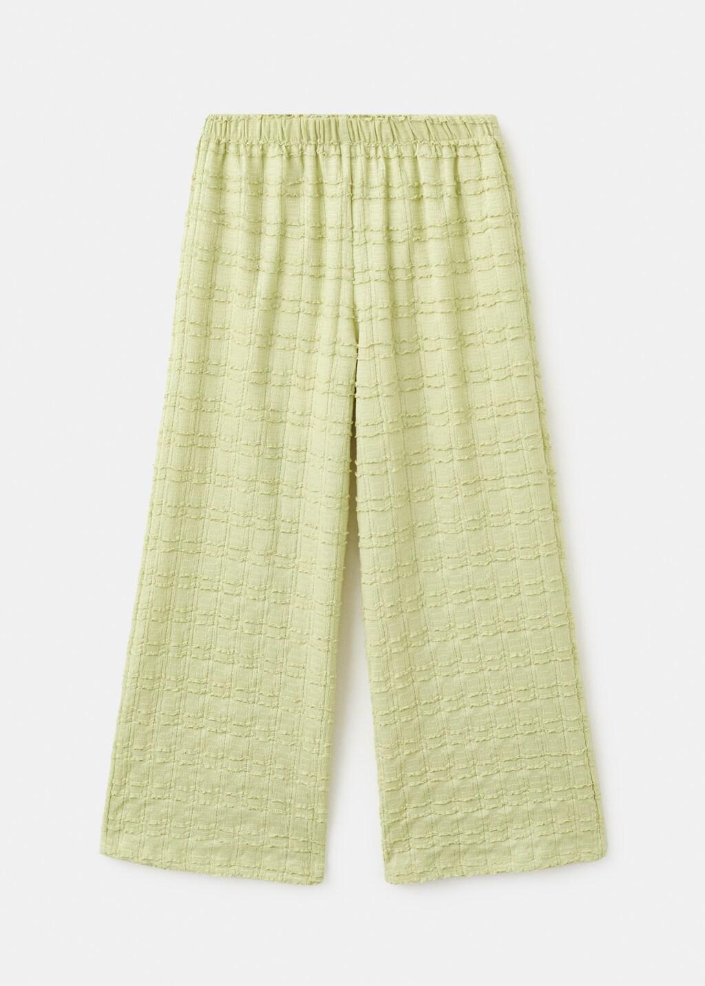 Yellow Textured Flowy Trousers, Kids Girl, Bright Yellow, large image number 6