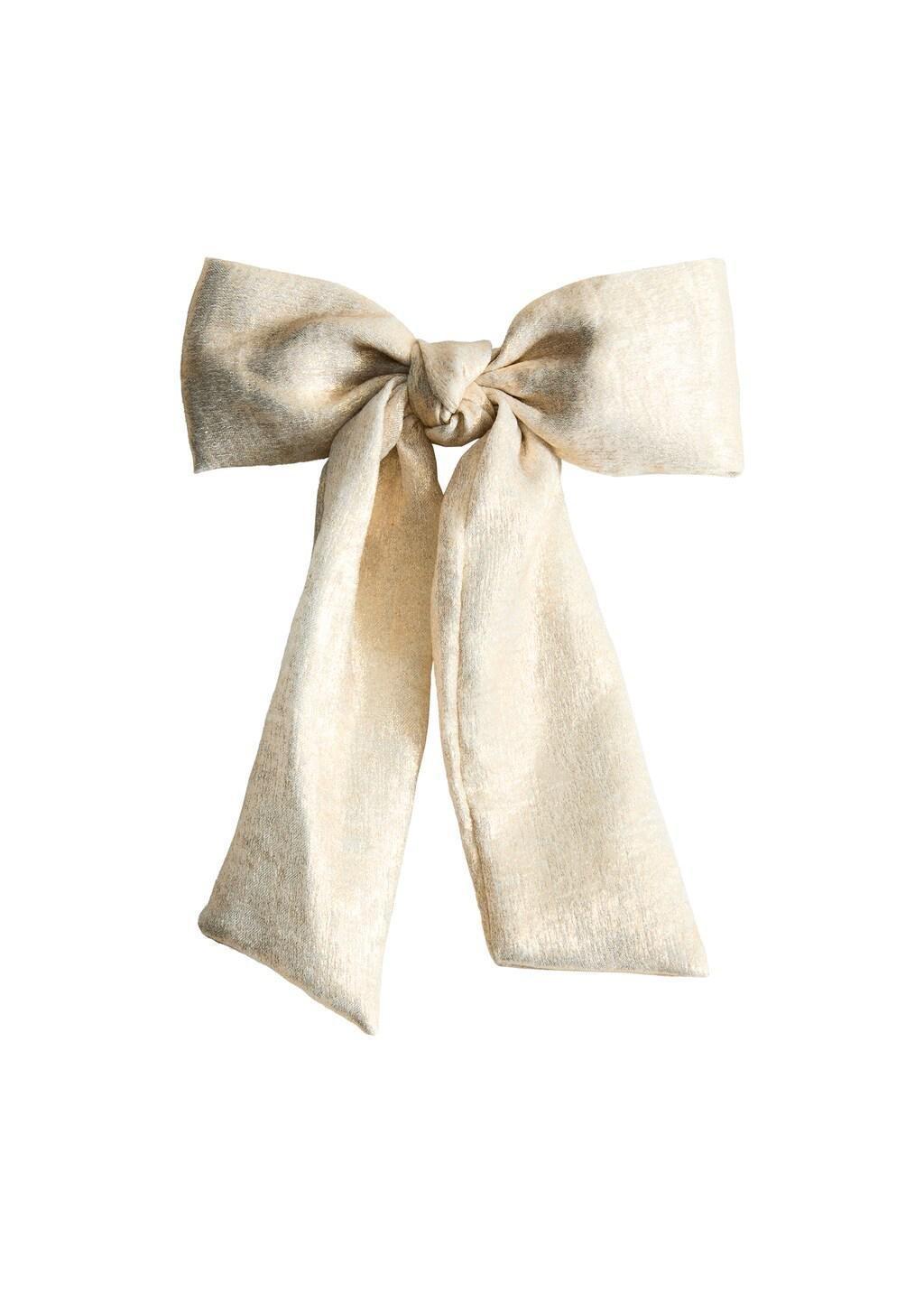 Gold Metallic Bow Barrette, Kids Girl, Gold, large image number 1