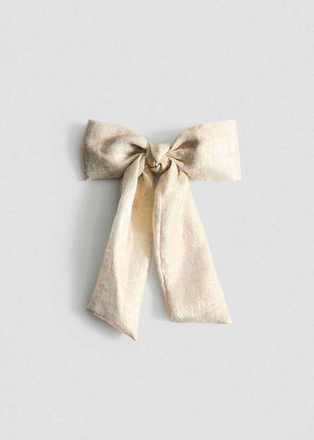 Gold Metallic Bow Barrette, Kids Girl, Gold, large image number 2