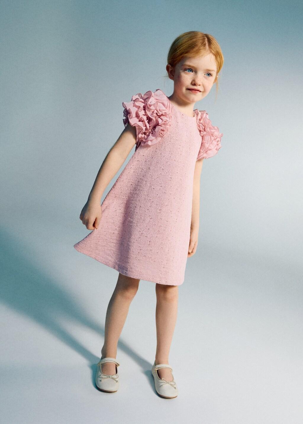 Pink Knitted Dress With Frill Detail, Baby Girl, Pink, large image number 0