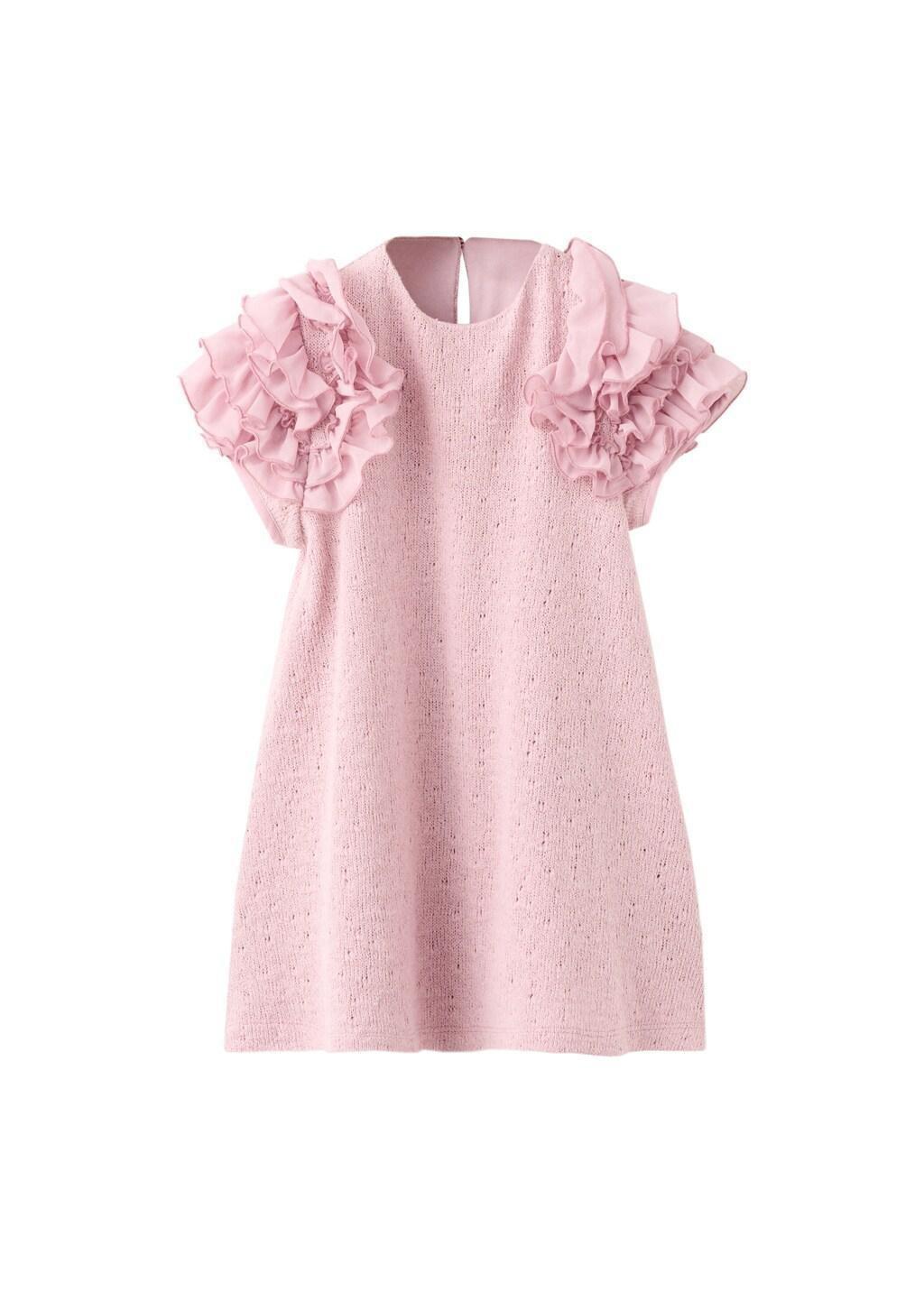 Pink Knitted Dress With Frill Detail, Baby Girl, Pink, large image number 5