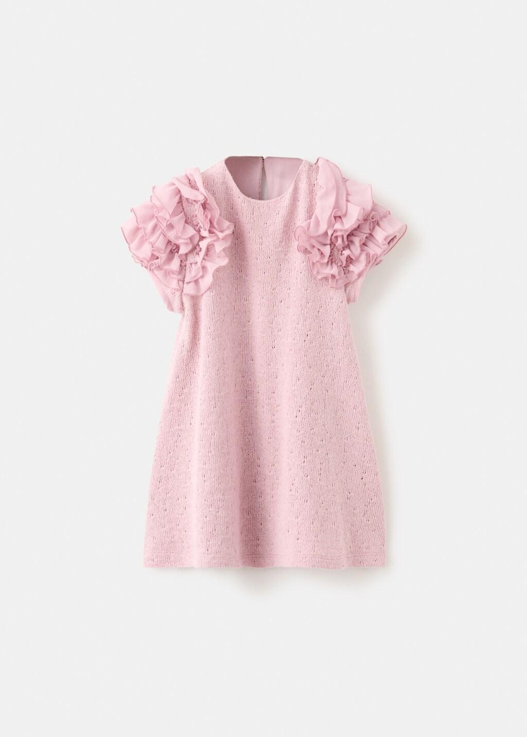 Pink Knitted Dress With Frill Detail, Baby Girl, Pink, large image number 6