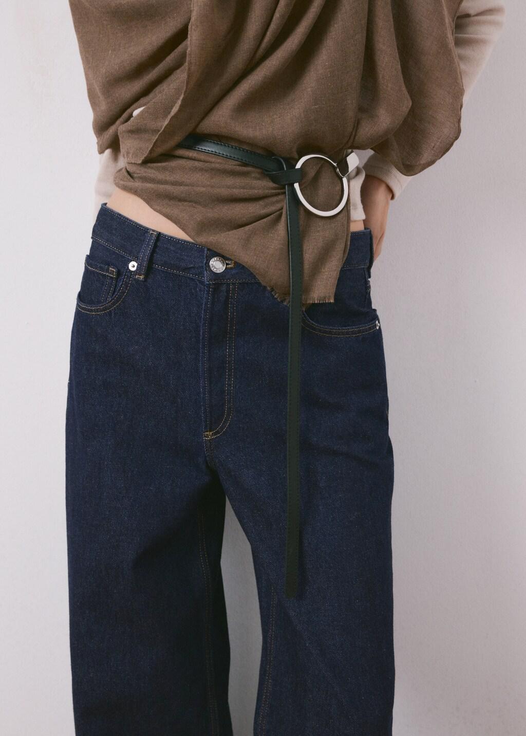 Blue Straight Low-Waist Jeans, Open Blue, large image number 6