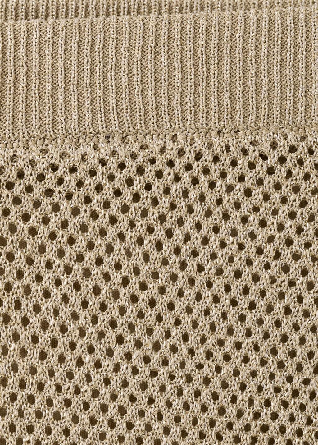 Gold Knit Trousers With Mid-Rise, Gold, medium