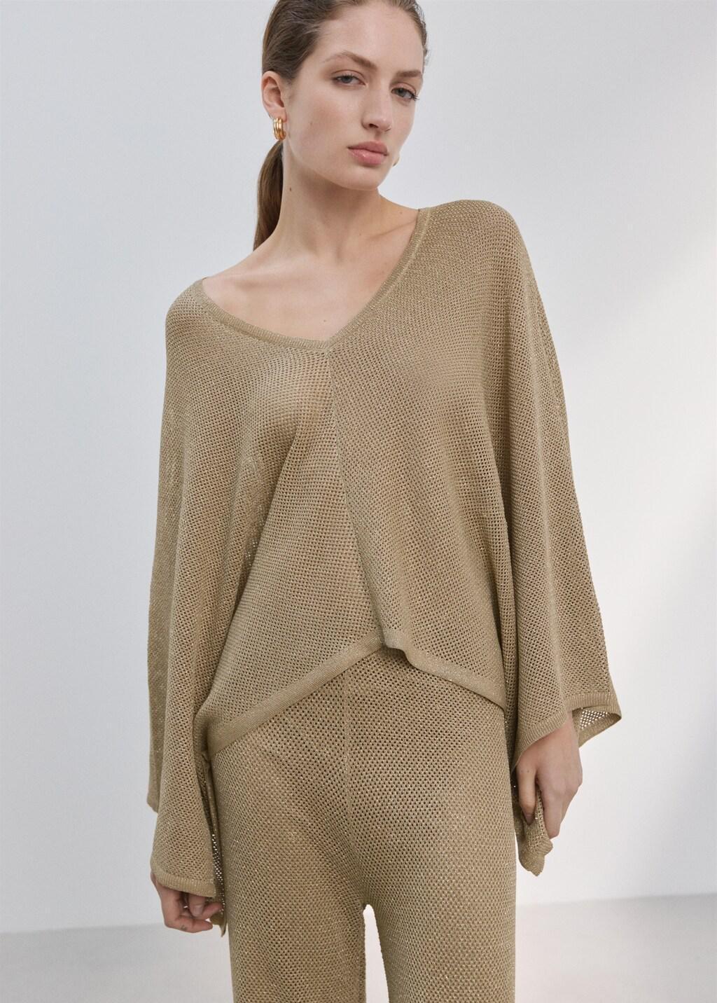 Gold Knit Trousers With Mid-Rise, Gold, large image number 4