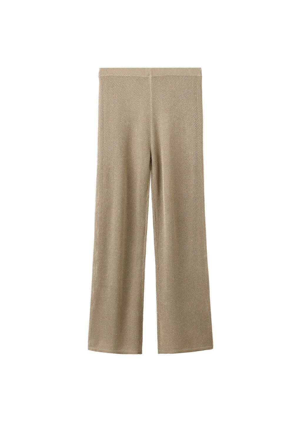 Gold Knit Trousers With Mid-Rise, Gold, large image number 6
