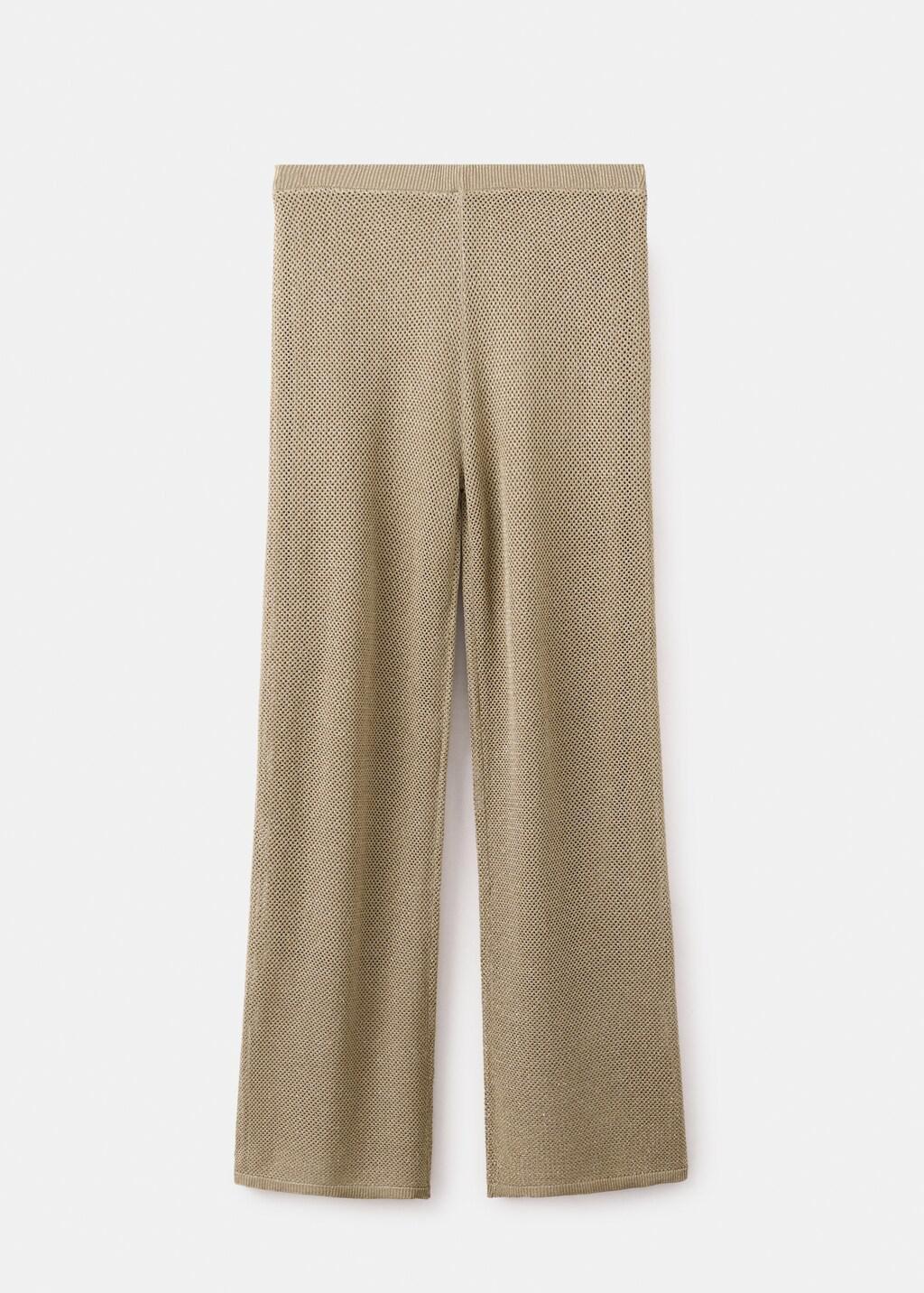 Gold Knit Trousers With Mid-Rise, Gold, large image number 7