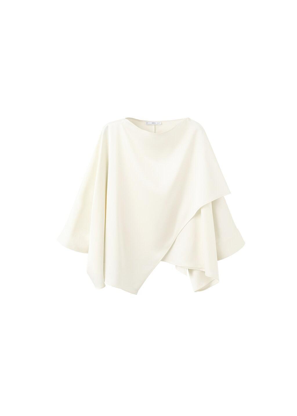 Beige Ruched Satin Blouse, Light Beige, large image number 6