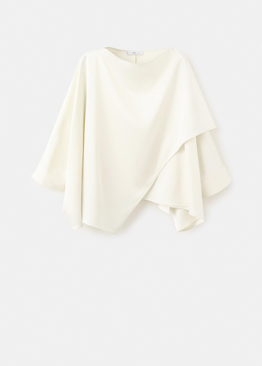 Beige Ruched Satin Blouse, Light Beige, large image number 7