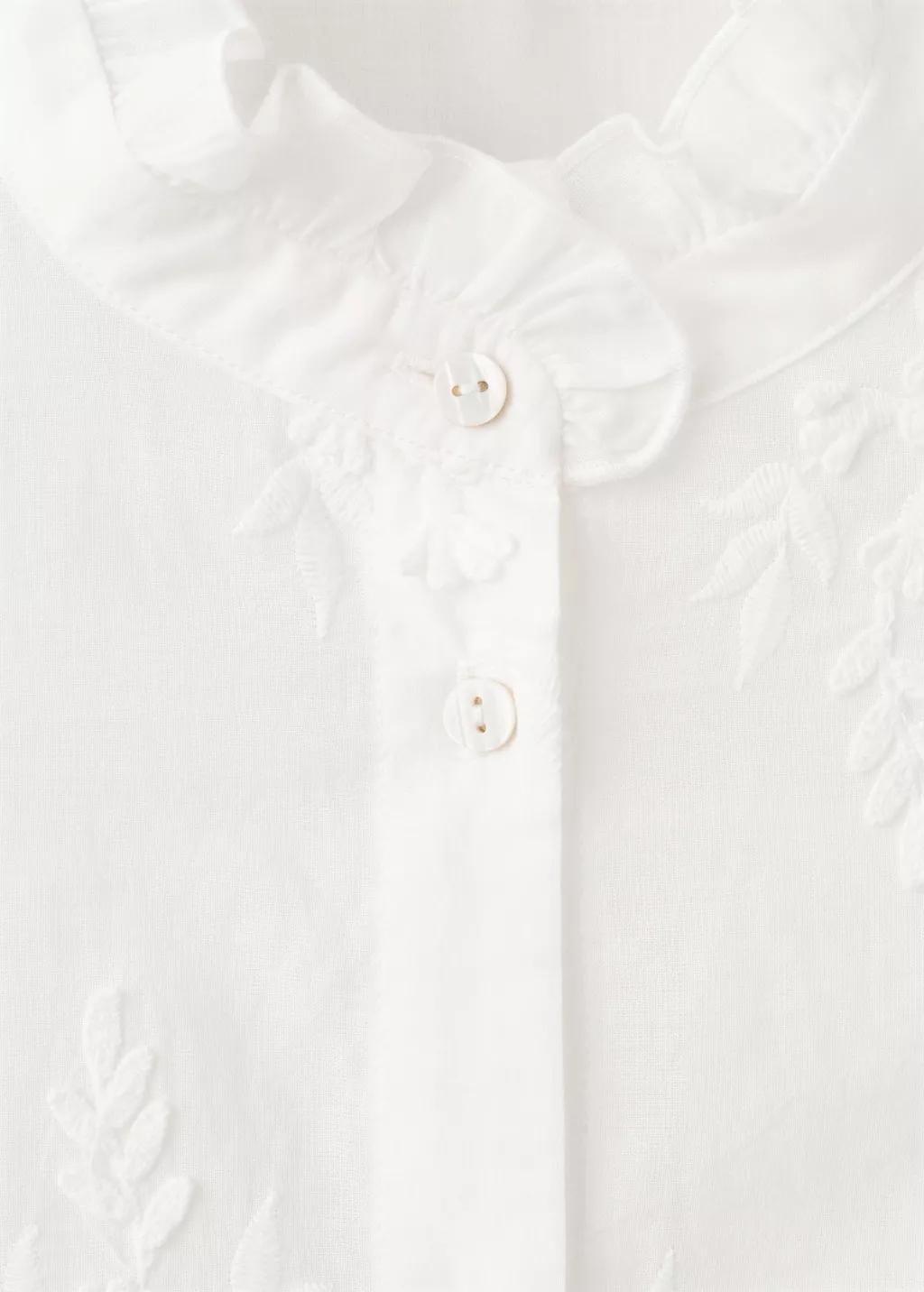White Floral Embroidery Blouse, Natural White, large image number 1