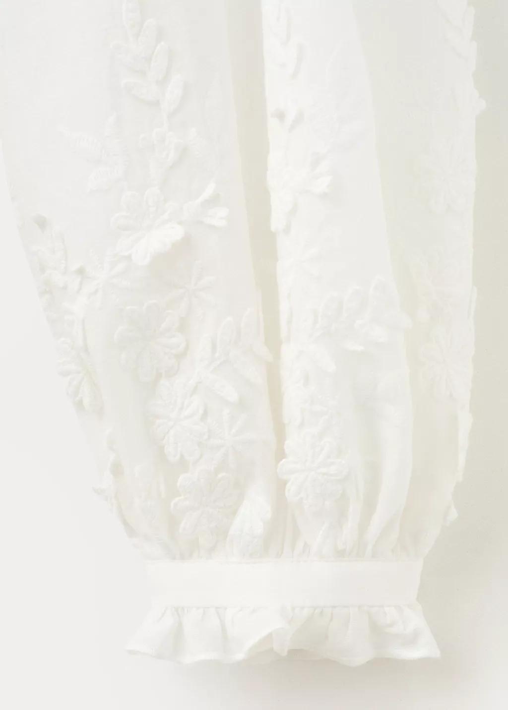 White Floral Embroidery Blouse, Natural White, large image number 5