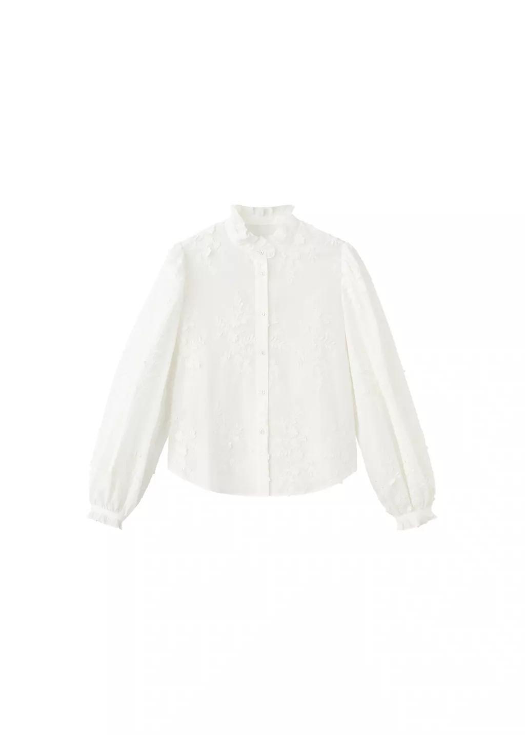 White Floral Embroidery Blouse, Natural White, large image number 6