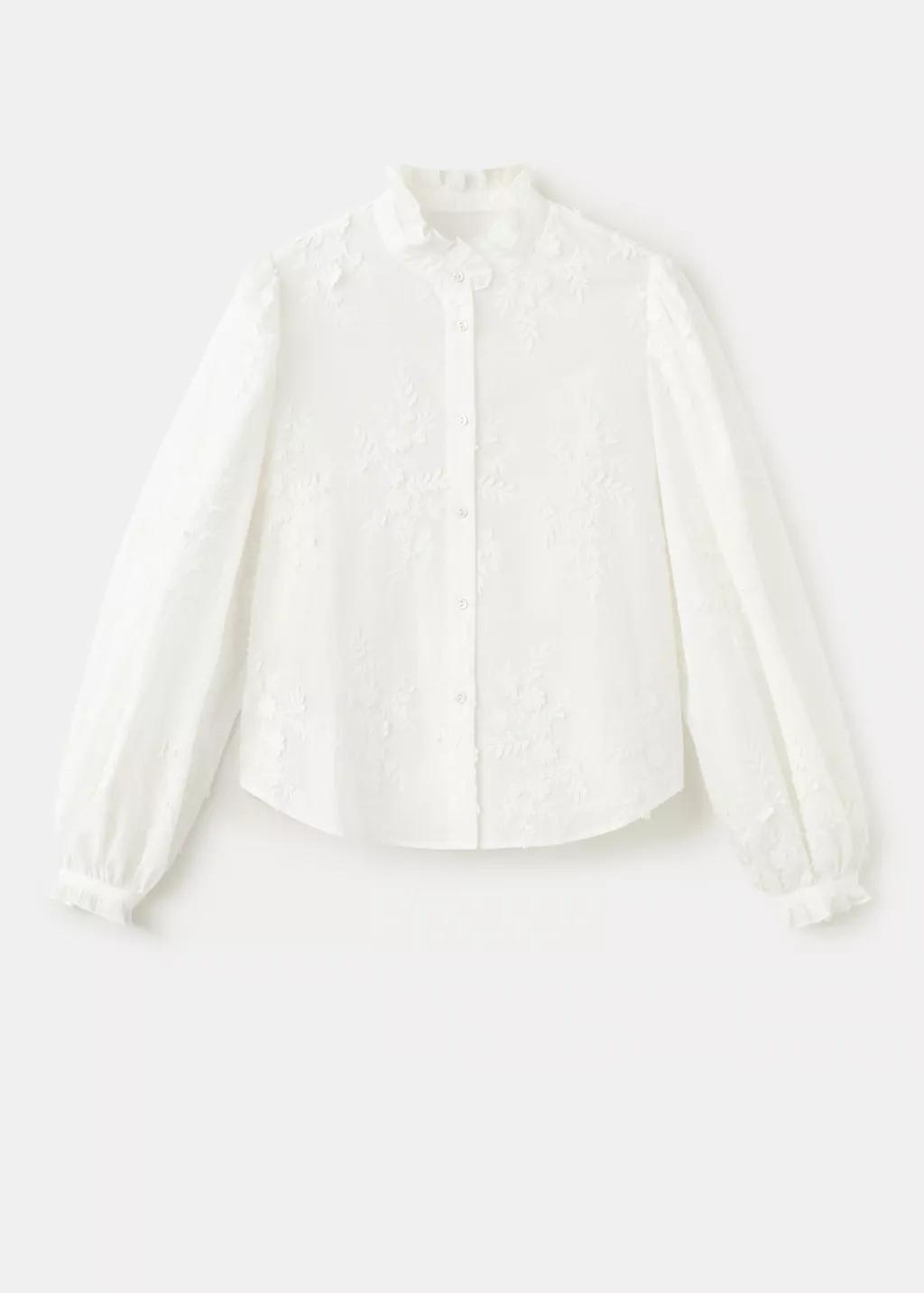 White Floral Embroidery Blouse, Natural White, large image number 7