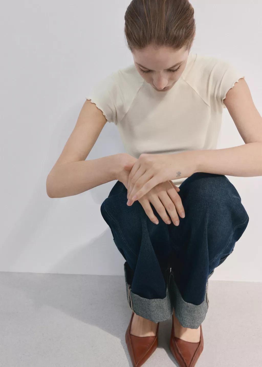 Beige Contrasting T-Shirt, Light Beige, large image number 4