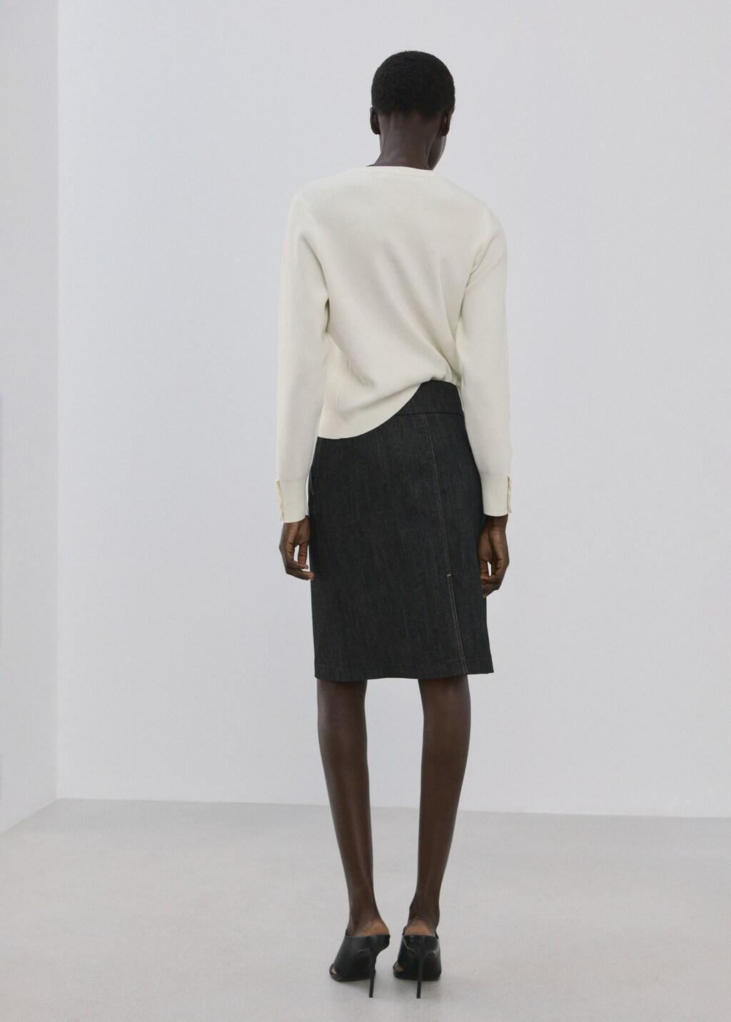 Beige Buttoned Cuffs Sweater, Light Beige, large image number 2