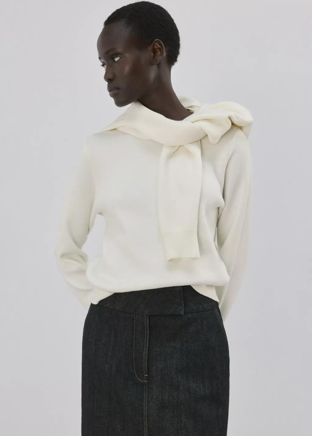 Beige Buttoned Cuffs Sweater, Light Beige, large image number 3