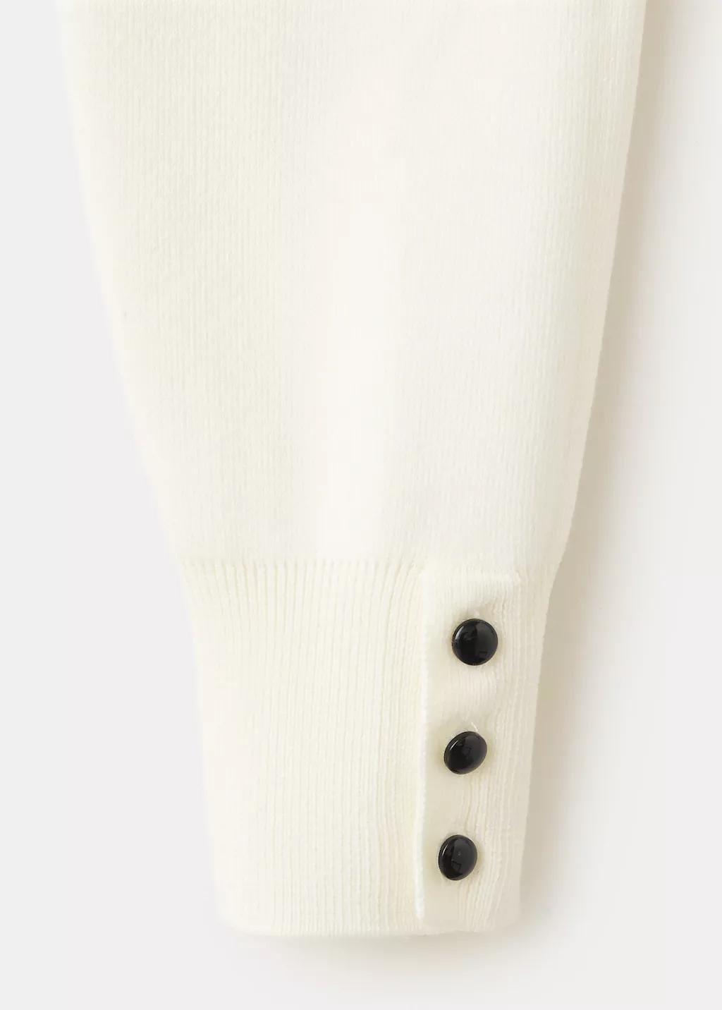 Beige Buttoned Cuffs Sweater, Light Beige, large image number 4