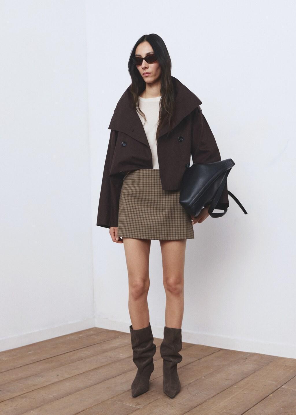 Brown Houndstooth Short Skirt, Brown, large image number 0