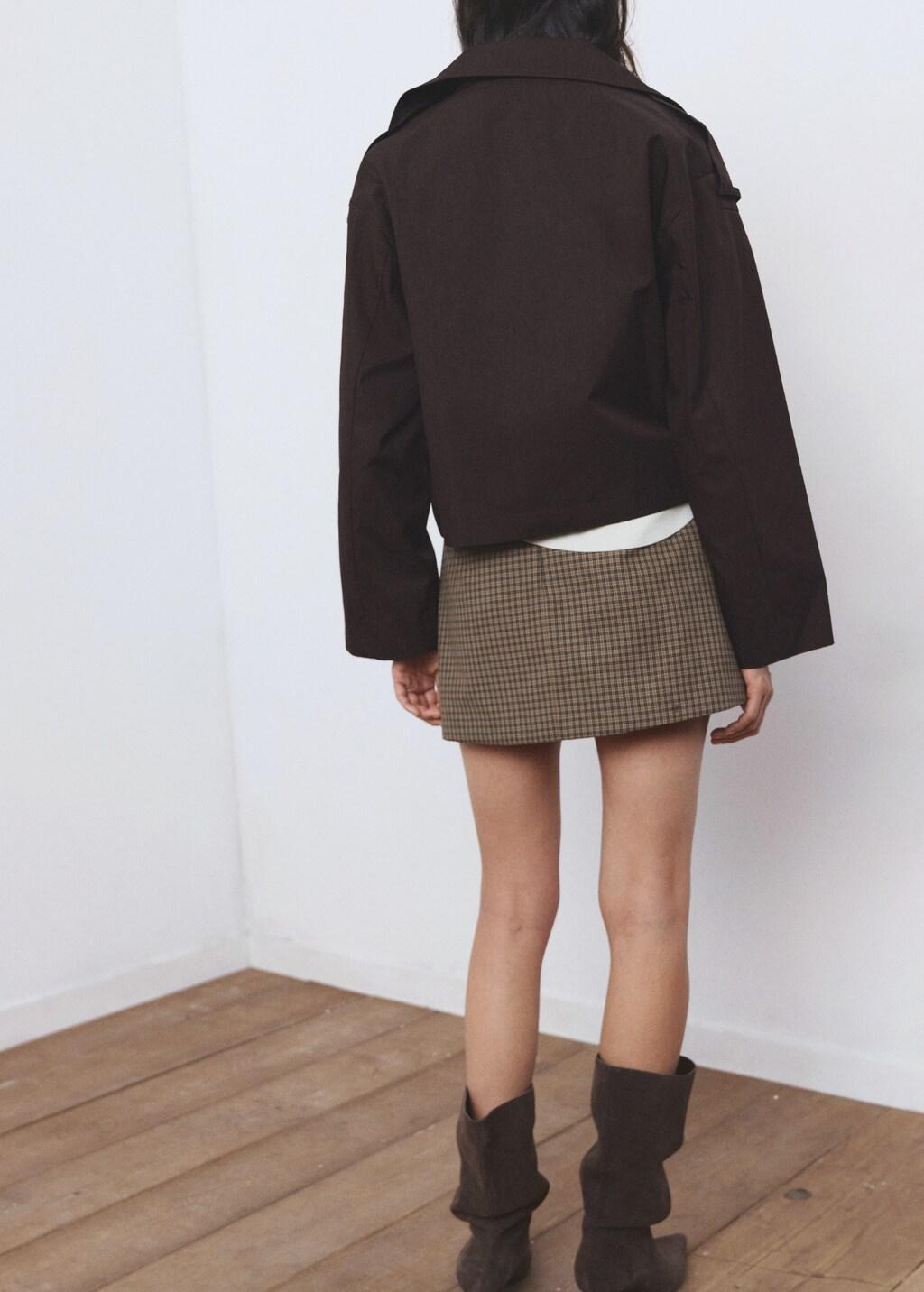 Brown Houndstooth Short Skirt, Brown, large image number 2