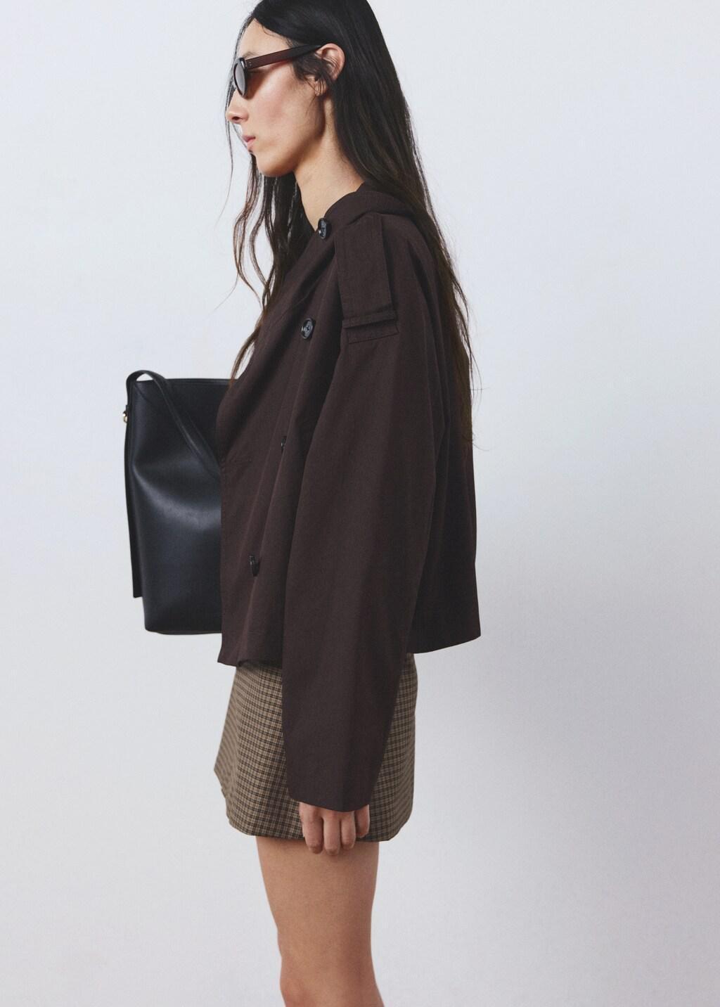 Brown Houndstooth Short Skirt, Brown, large image number 3