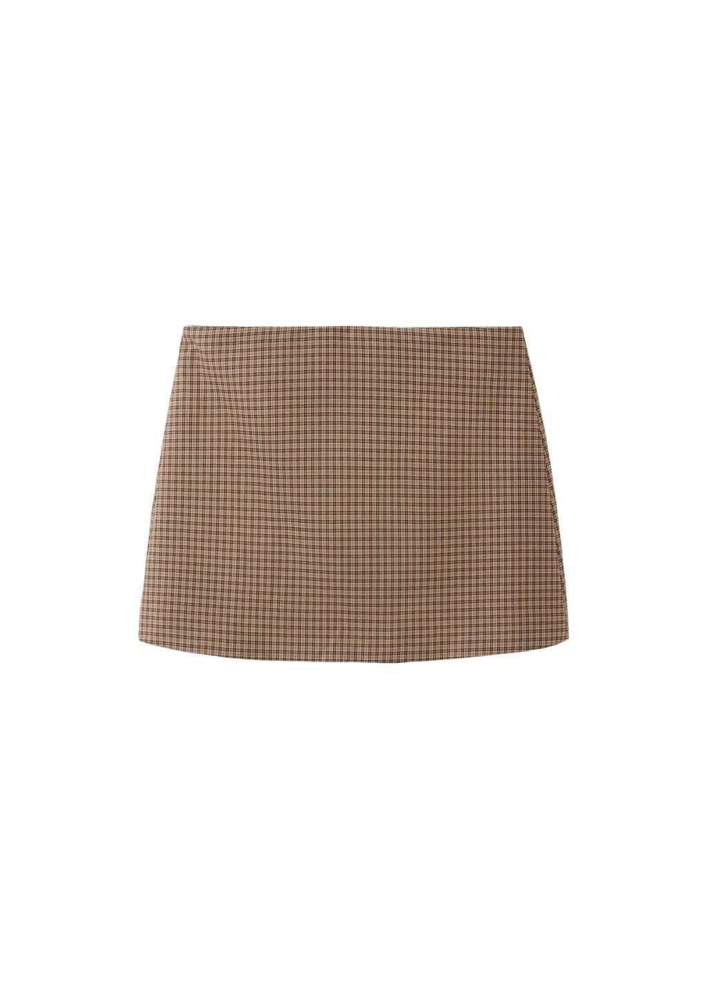 Brown Houndstooth Short Skirt, Brown, large image number 6