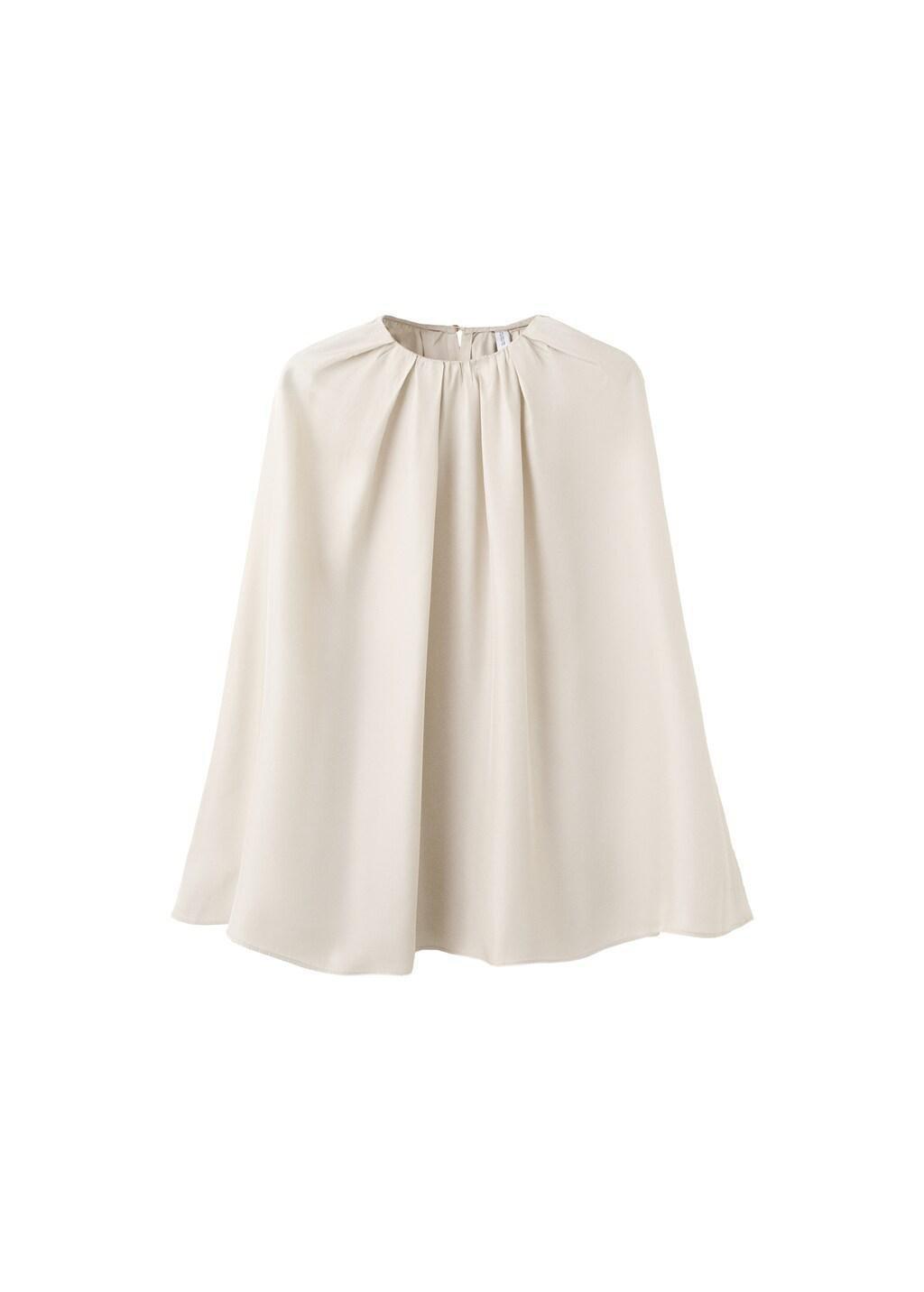 Grey Lt Pastel Blouse With Slits And Ruched Neckline, Light Pastel Grey, large image number 6