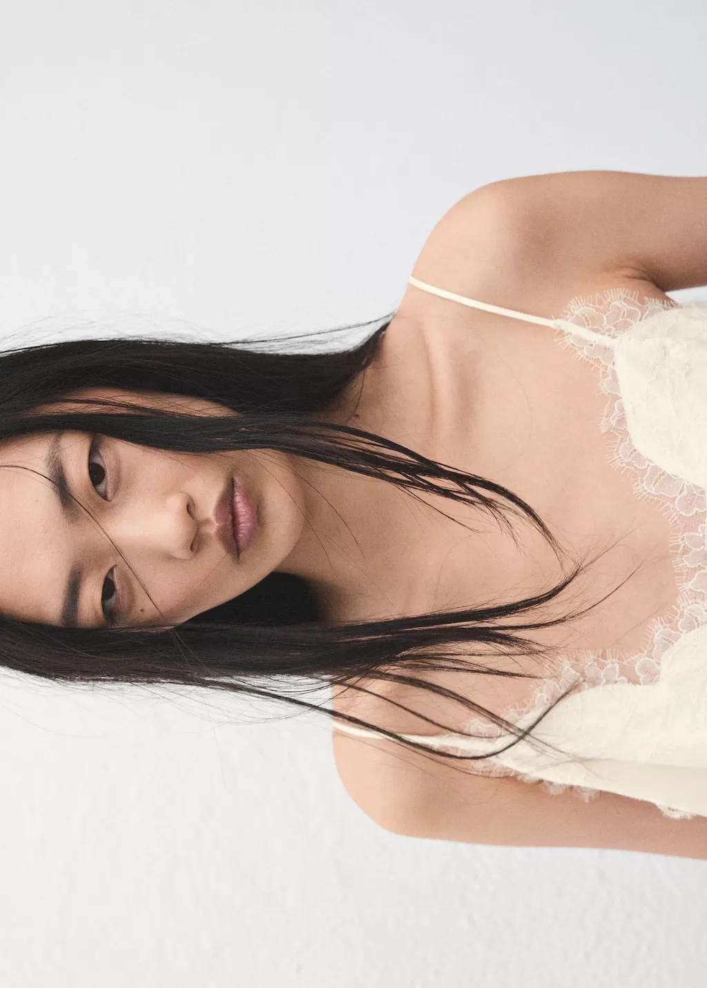 Cream Lace Top, Light Beige, large image number 4